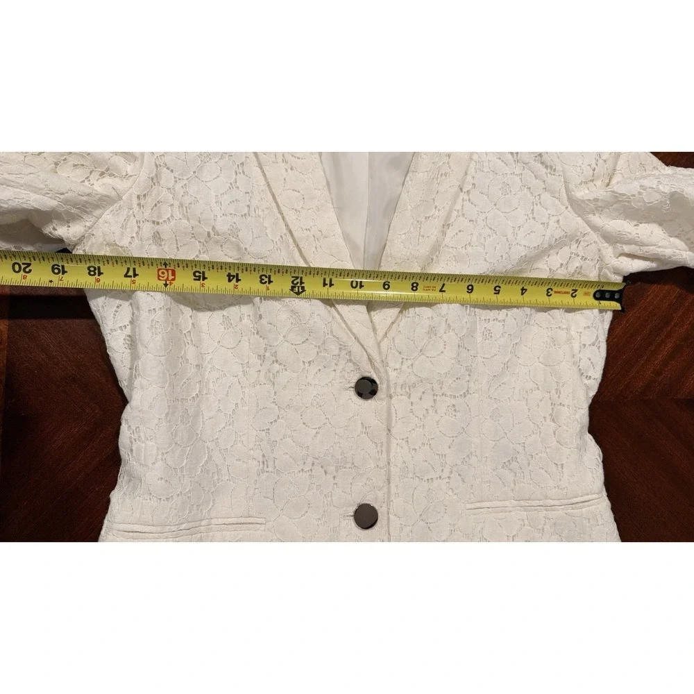 Calvin Klein Lace Blazer Womens 6 Ivory Floral Cottagecore Career‎ Wedding